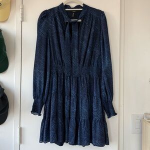 Aqua Midnight Blue Long Sleeve Dress